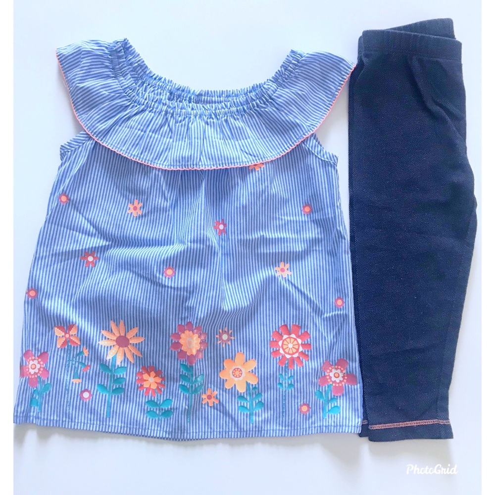 Girls Stripes and flowers two-piece